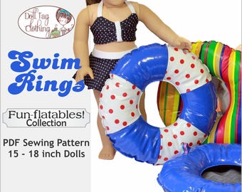 Fun-flatable Swim Rings | Pretend Inflatable Stuffed Toy | PDF Sewing Pattern for 18 inch Girl and Boy Dolls