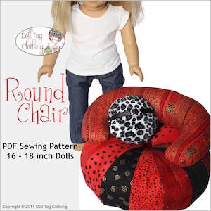 Round Sofa Chair for Dolls | Furniture | PDF Sewing Pattern for 18 inch Girl and Boy Dolls | 16 to 19 inch dolls