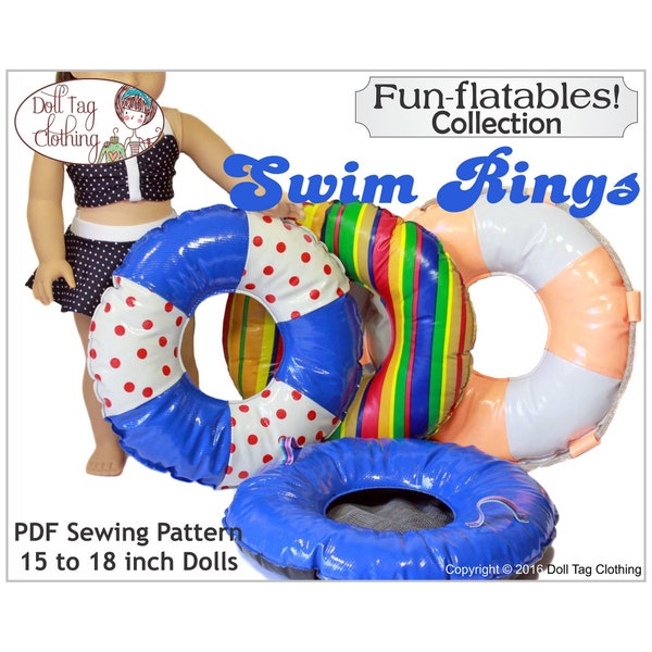 Fun-flatable Swim Rings | Pretend Inflatable Toy | PDF Sewing Pattern for 18 inch Girl and Boy Dolls