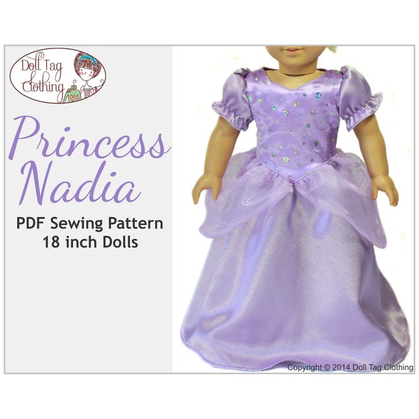 Princess Nadia Dress | Panniers and Puffy Sleeves Ballgown | PDF Pattern for 18 inch Girl Dolls