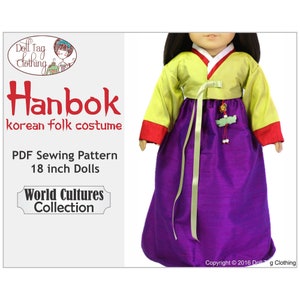 Korean Hanbok Traditional | PDF Pattern for 18 inch Girl Dolls