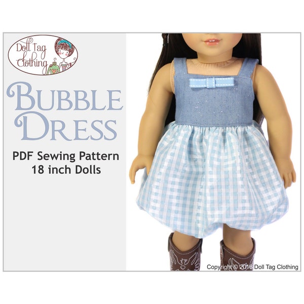 Vestido Bubble Strappy / Patrón PDF para muñecas niña de 18 pulgadas