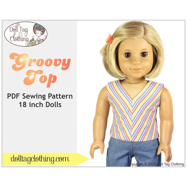 Groovy Top | PDF Sewing Pattern for 18 inch Dolls such as American Girl® by Doll Tag Clothing