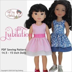 Jubilation Party Dress with or without Waistband | PDF Sewing Pattern to fit 14.5 and 15 inch Dolls