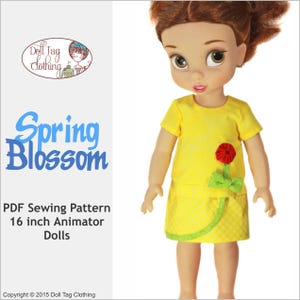 Spring Blossom Summer Dress and Top | PDF Sewing Pattern to fit 16 inch Animator Dolls