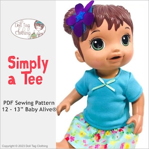 Simply a Tee T-Shirt | PDF Sewing Pattern for 12 to 13&quot; Baby Alive Dolls
