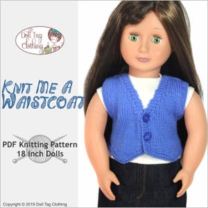 Knit Me A Waistcoat | PDF Knitting Pattern for 18 inch Girl and Boy Dolls