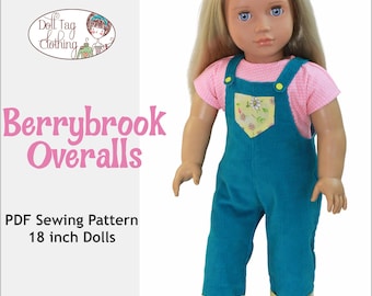 Berrybrook Overaller | Enkel nybörjare | PDF-sömnadsmönster för 18-tums flick- och pojkdockor