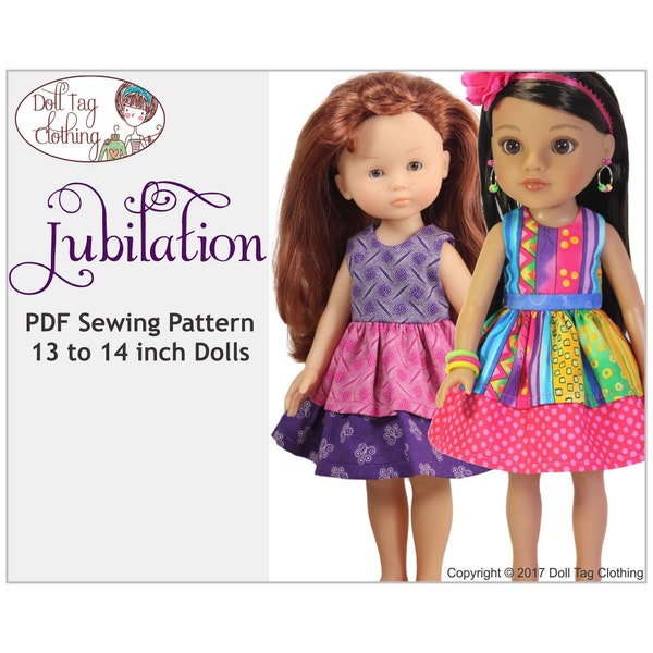 Jubilation Party Dress | PDF Sewing Pattern for 13 to 14 inch Dolls such as Hearts for Hearts, Corolle les Cheries | Spring Easter Birthday