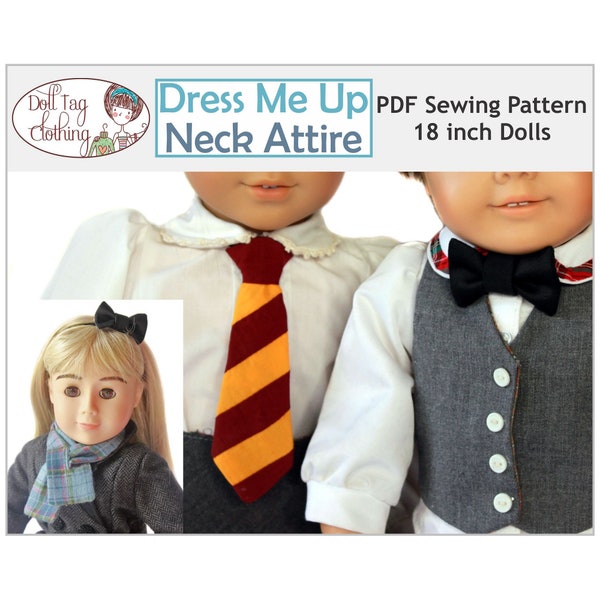Neck Attire - Tie, Bow-Tie and Scarf | PDF Sewing Pattern for 18 inch Girl and Boy Dolls