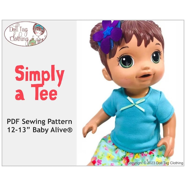 Einfach ein T-Shirt | PDF-Schnittmuster für 12 bis 13 Zoll große Puppen wie Baby Alive