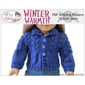 Winter Warmth Sweater | 2 Sleeve Lengths | PDF Knitting Pattern for 18 inch Grl and Boy Dolls