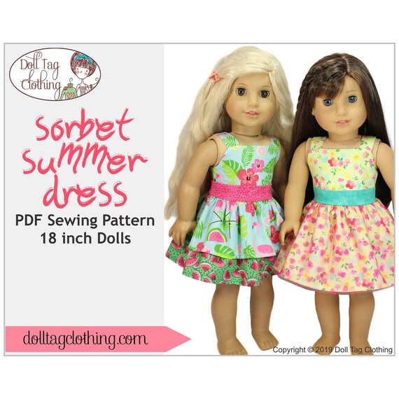 Sorbet Summer Dress PDF Sewing Pattern for 18 Inch Dolls Such as