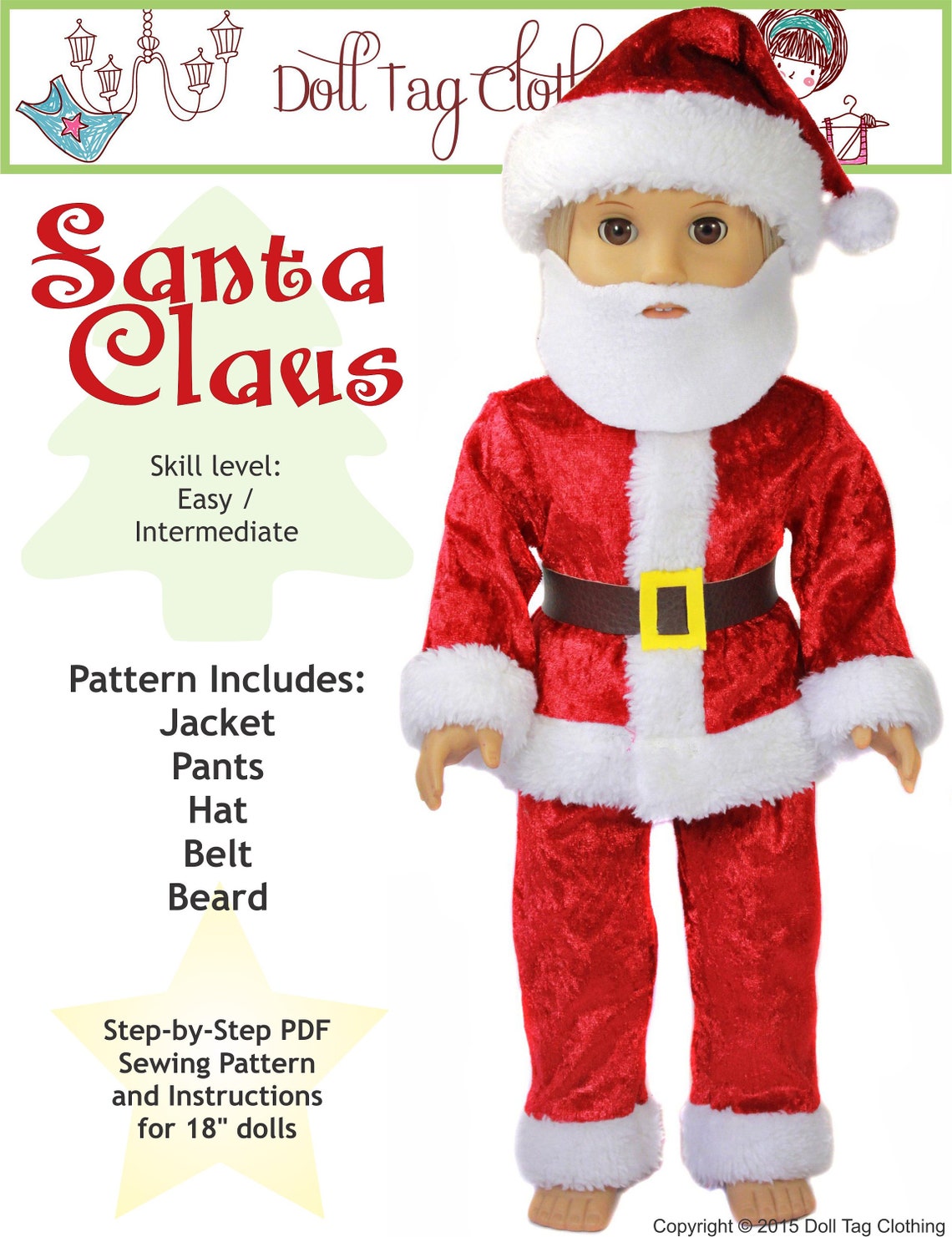 Santa Claus Suit PDF Sewing Pattern for 18 Inch Dolls Such Etsy