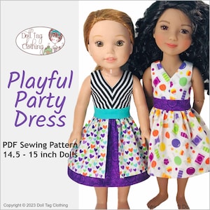 Verspieltes Partykleid und Top mit V-Neck | PDF Schnittmuster für 14,5 und 15 zoll Puppen | Rubin Modefreunde