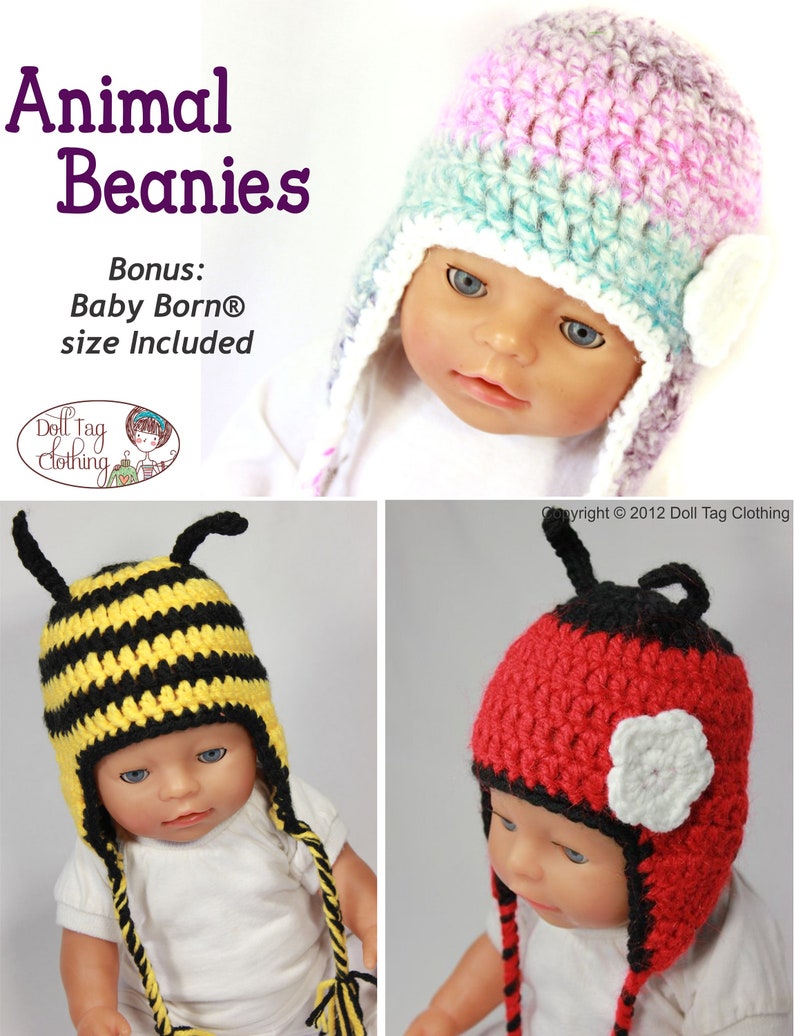 Animal Beanies Six Critters PDF Crochet Pattern for 18 Etsy