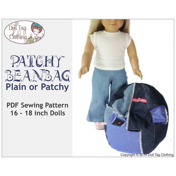 Patchy Beanbag Chair | PDF Sewing Pattern for 16 to 19 inch Girl and Boy Dolls