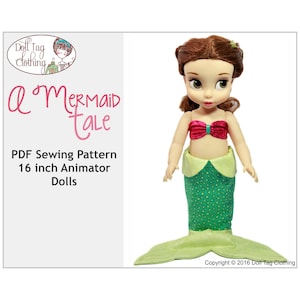 A Mermaid Tale | Costume and Bikini Top | PDF Sewing Pattern to fit 16 inch Animator Dolls