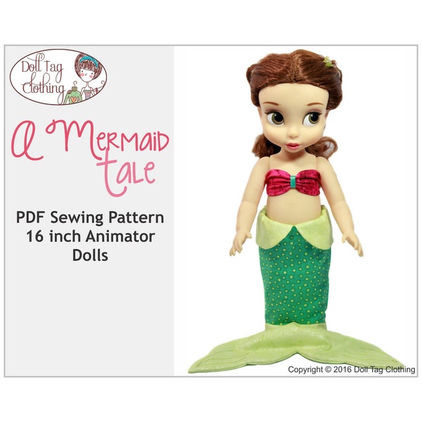 A Mermaid Tale | Costume and Bikini Top | PDF Sewing Pattern to fit 16 inch Animator Dolls