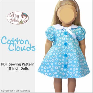 Cotton Clouds Summer Dress and Bloomers | PDF Sewing Pattern for 18 inch Girl Dolls