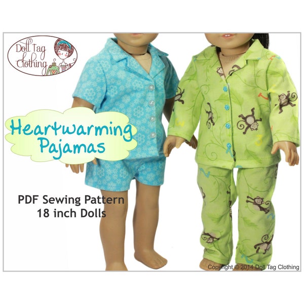 Heartwarming Pajamas | Winter and Summer | PDF Sewing Pattern for 18 inch Girl and Boy Dolls