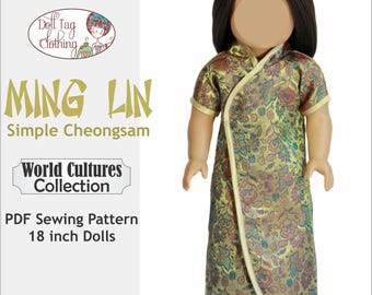 Ming Lin Simple Cheongsam | PDF Sewing Pattern for 18 inch Girl Dolls