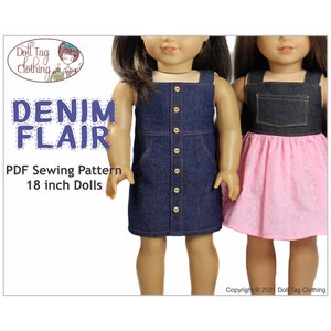 Denim Flair Dress | PDF Sewing Pattern for 18 inch Girl Dolls