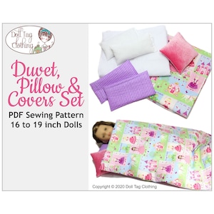 Duvet, Pillow & Covers Set | PDF Sewing Pattern for 18 inch Girl and Boy Dolls