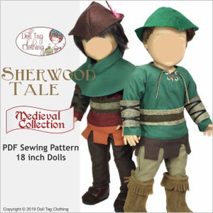 Sherwood Tale Medieval Robin Hood | PDF Sewing Pattern for 18 inch Girl and Boy Dolls