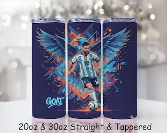 Vaso de fútbol Messi PNG / Vaso delgado de 20 oz (descarga digital)