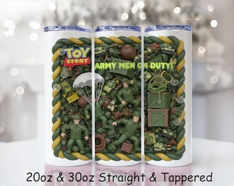 Envoltorio para vaso con diseño de soldado de juguete / Tropa verde de dibujos animados (descarga digital PNG)