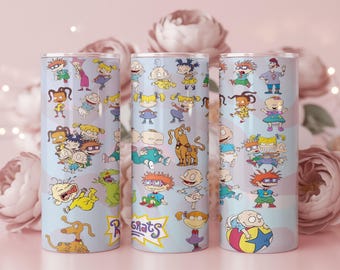 Envoltura para vaso con diseño de bebés retro PNG – Recta, cónica, de 20 oz y 30 oz, descarga digital por sublimación