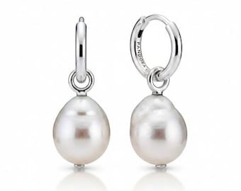 925 Sterling Silver Round Pearl Stud Earrings, Pandora Style