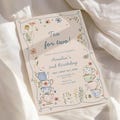 Tea Party Birthday Invitation Girl, Two for Tea Par-Tea Invite, Wildflower Floral Garden Pink Party, Editable Canva (Digital Download) product logo