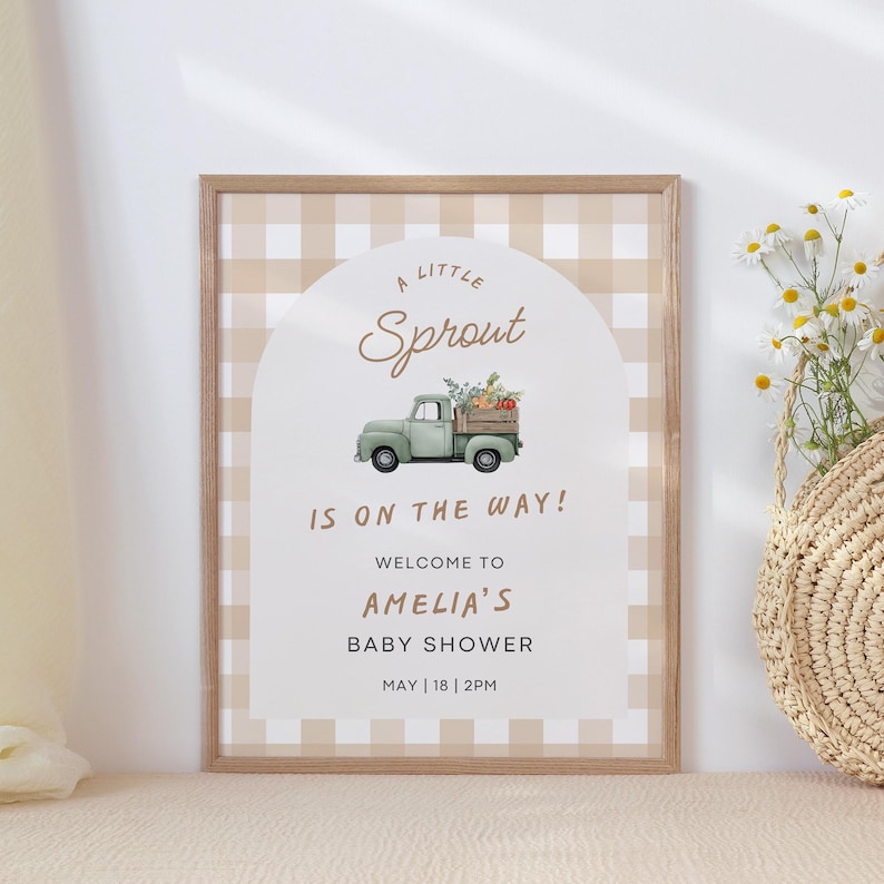 Farmers Market Baby Shower Welcome Sign, Locally Grown Baby Shower ...