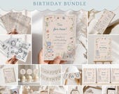 Tea Party Birthday Invitation Bundle, Two for Tea 2nd Birthday Invite, Afternoon Tea Party Games, Floral Garden Decor Editable Canva
