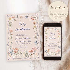 baby in bloom invite baby girl shower pink floral spring garden party butterfly baby sprinkle invitation with digital mobile evite