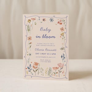 baby in bloom invite baby girl shower pink floral spring garden party butterfly baby sprinkle invitation