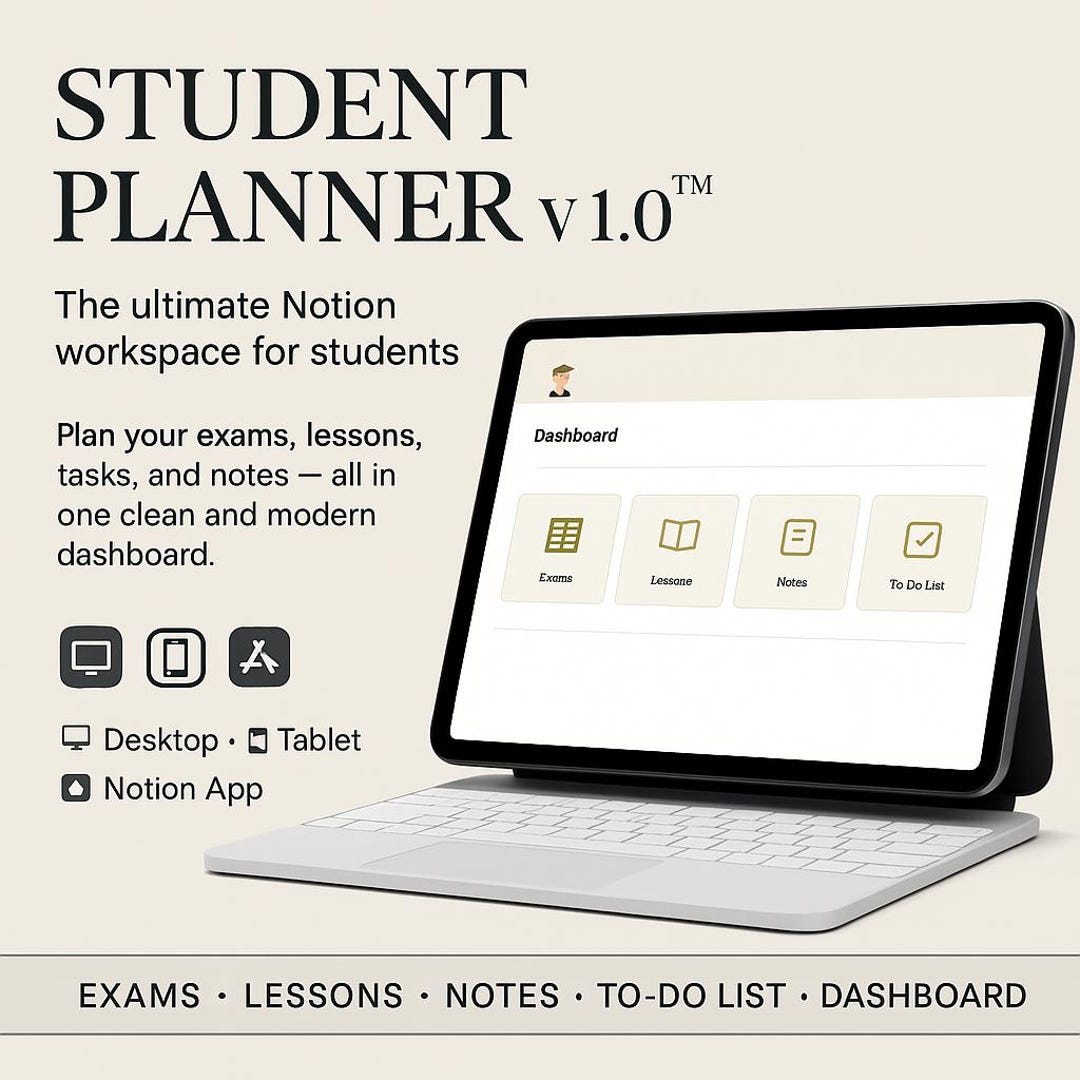 Notion Student Planner – Academic Dashboard Template for Students - Etsy