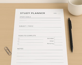 Sjabloon studieplanner – Afdrukbaar studieschema studenten, pdf-formaat A4 A5-brief