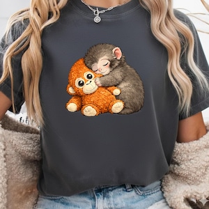 Punch The Monkey Cuddling Stuffed Animal Meme Viral Internet T-Shirt