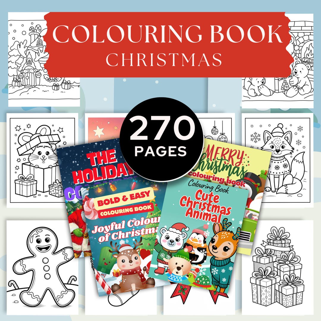 270 Winter Christmas Coloring Pages, Holiday Printable Bundle (digital ...