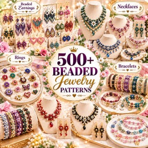 500+ mönsterpaket med pärlsmycken | Fröpärlvävning, DIY-armband, örhängen och halsbandsdesigner