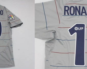 fc barcelona 2003 2004 jersey vintage shirt ronaldinho away gray