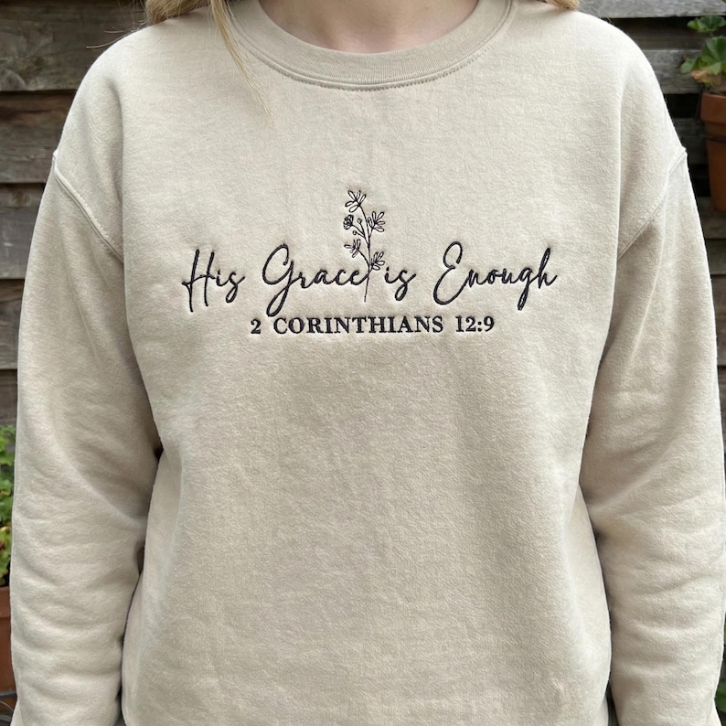 His Grace is Enough Embroidery Design, 2 Corinthians 12:9 Bible Verse ...
