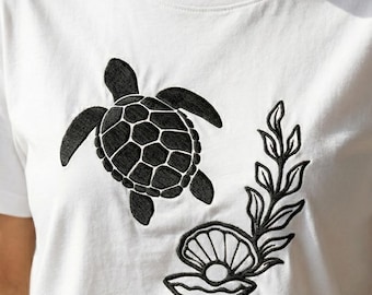 Ocean Sea Turtle Embroidery Design, Under The Sea Machine Embroidery File, Sea Life PES DST File
