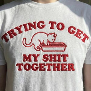 Funny Cat Embroidery Design, Trying To Get Together Machine Embroidery File, Sarcastic Humor PES DST File