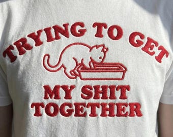 Funny Cat Embroidery Design, Trying To Get Together Machine Embroidery File, Sarcastic Humor PES DST File