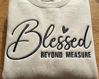 Blessed Beyond Measure Embroidery Design, Christian Faith Machine Embroidery File, Inspirational Scripture Word Art PES DST