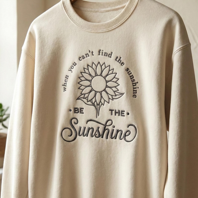 Positive Quote Sunflower Embroidery Design, You Are My Sunshine Machine Embroidery File, Motivational Quote PES File image 5